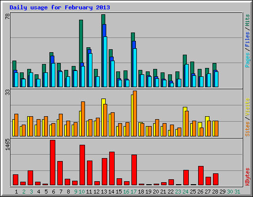Daily usage for February 2013