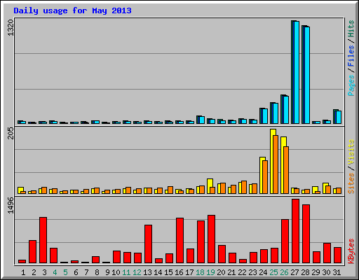 Daily usage for May 2013