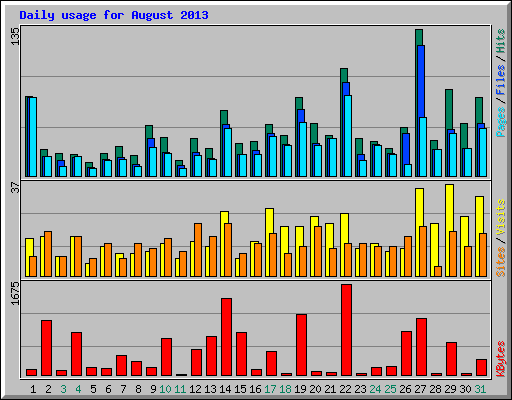 Daily usage for August 2013