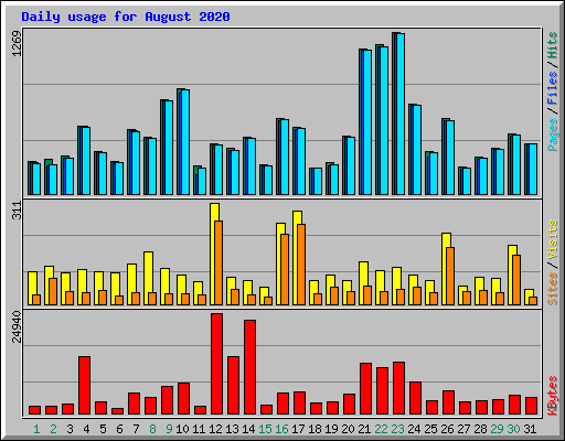 Daily usage for August 2020