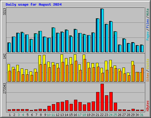 Daily usage for August 2024