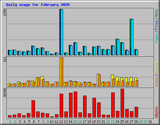 Daily usage for February 2025