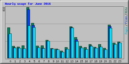 Hourly usage for June 2016