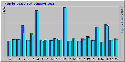 Hourly usage for January 2018